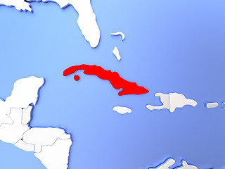 Image showing Cuba in red on map