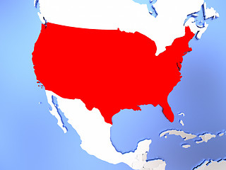 Image showing USA in red on map