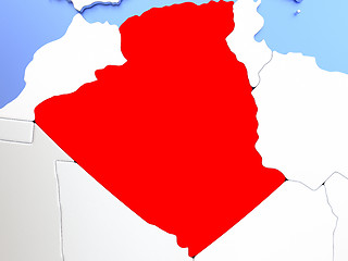 Image showing Algeria in red on map
