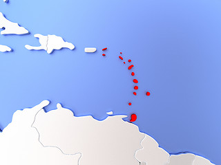 Image showing Caribbean in red on map