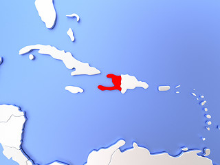 Image showing Haiti in red on map