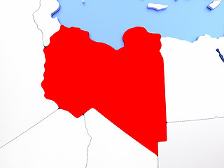 Image showing Libya in red on map