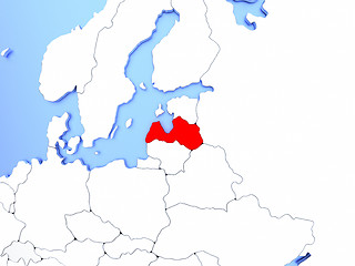 Image showing Latvia in red on map