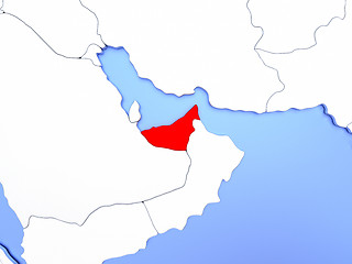 Image showing United Arab Emirates in red on map