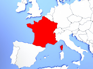 Image showing France in red on map