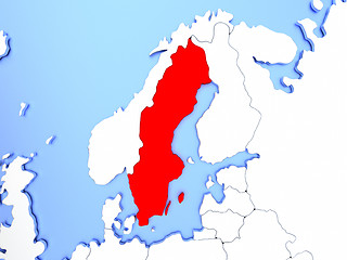 Image showing Sweden in red on map