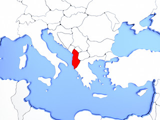 Image showing Albania in red on map