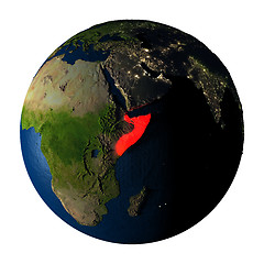 Image showing Somalia in red on Earth isolated on white