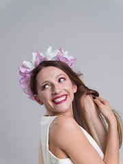 Image showing young bride in a wedding dress with a veil