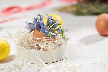 Image showing Beautiful easter table setting composition.