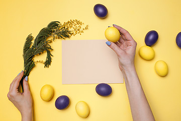 Image showing Beautiful easter table setting composition.