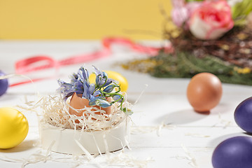 Image showing Beautiful easter table setting composition.