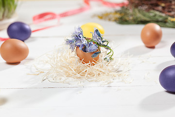 Image showing Beautiful easter table setting composition.