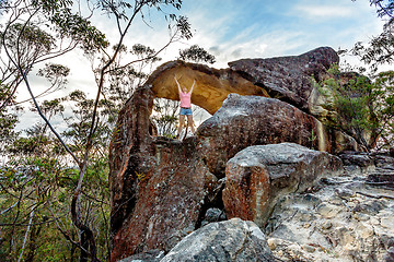 Image showing Girl wandering exploring in Wollemi National park