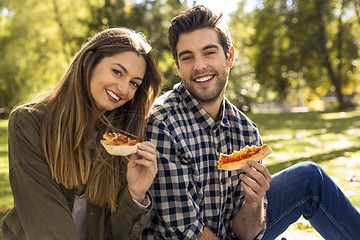 Image showing Pizza with Friends