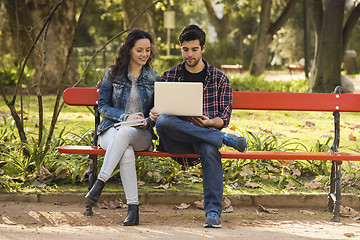 Image showing Friends studying in the park