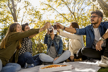 Image showing Friends makin a picnic