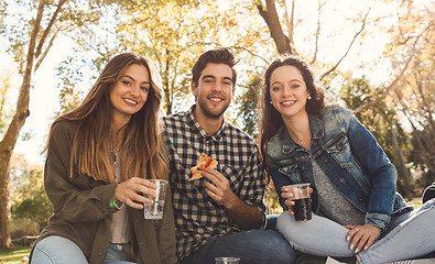 Image showing Friends eating pizza