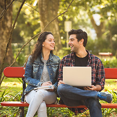 Image showing Friends studying in the park