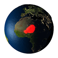 Image showing Niger in red on Earth isolated on white