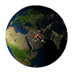 Image showing Kuwait in red on Earth isolated on white