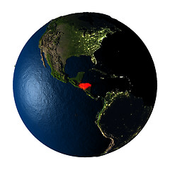 Image showing Honduras in red on Earth isolated on white