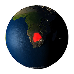 Image showing Botswana in red on Earth isolated on white