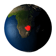 Image showing Zimbabwe in red on Earth isolated on white