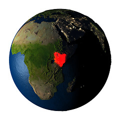 Image showing Kenya in red on Earth isolated on white