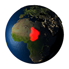 Image showing Chad in red on Earth isolated on white