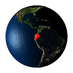 Image showing Ecuador in red on Earth isolated on white