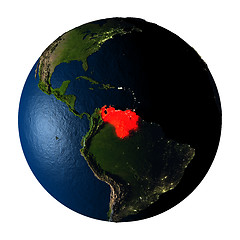 Image showing Venezuela in red on Earth isolated on white