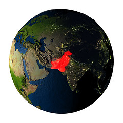 Image showing Pakistan in red on Earth isolated on white