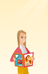 Image showing Woman reading magazine vector illustration.