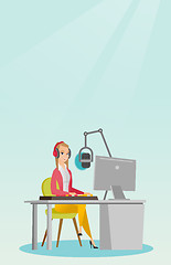 Image showing Female dj working on the radio vector illustration