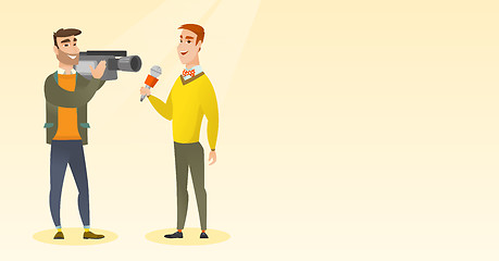 Image showing TV reporter and operator vector illustration.