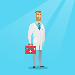 Image showing Doctor holding first aid box vector illustration.