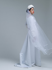 Image showing young bride in a wedding dress with a veil