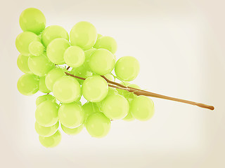 Image showing Healthy fruits Green wine grapes isolated white background. Bunc