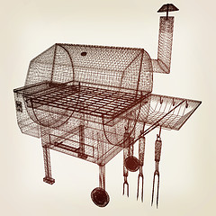 Image showing BBQ grill. 3d illustration. Vintage style