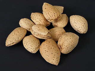 Image showing Almonds on Black