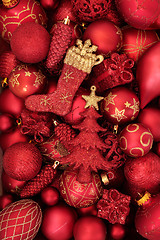 Image showing Red and Gold Christmas Decorations