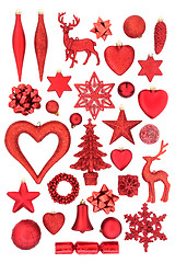 Image showing Red Christmas Tree Decorations  