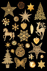 Image showing Gold Christmas Decorations 