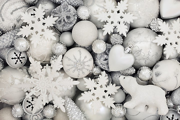 Image showing White and Silver Christmas Bauble Decorations