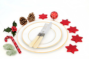 Image showing Christmas Dinner Table Setting