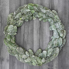 Image showing Snow Covered Spruce Fir Wreath