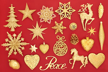 Image showing Christmas Peace Sign and Decorations