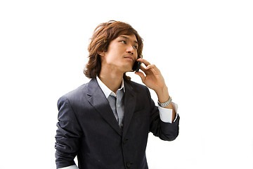 Image showing Asian business man and phone