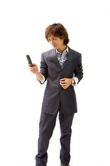 Image showing Asian business man and phone